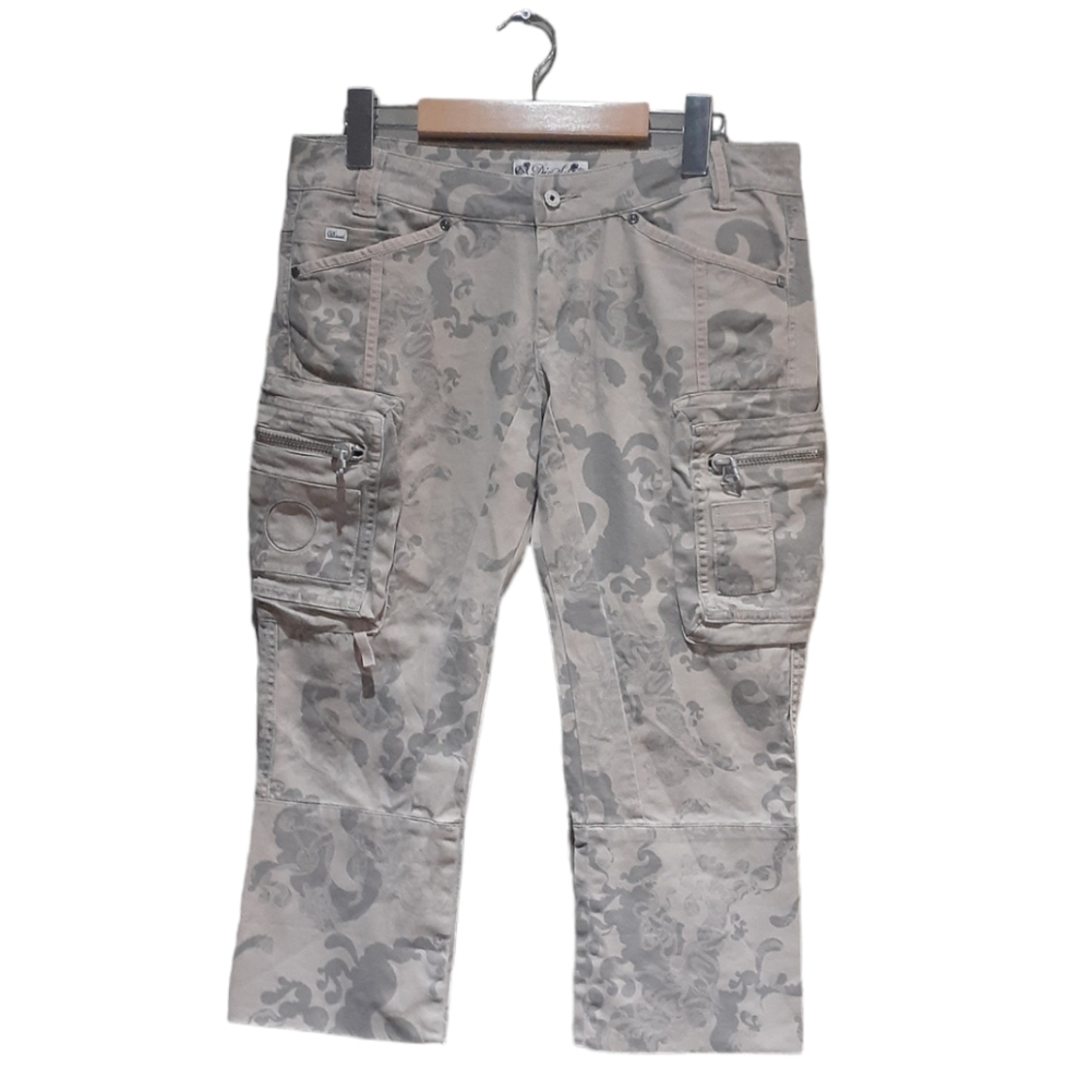 Diesel Industries Women's Parachute Cargo Capris Tan Print Size 30